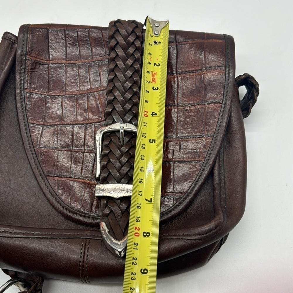 Brighton Vintage Brown Leather Crossbody Bag with Braided Strap BRN5944C - Picture 11 of 13